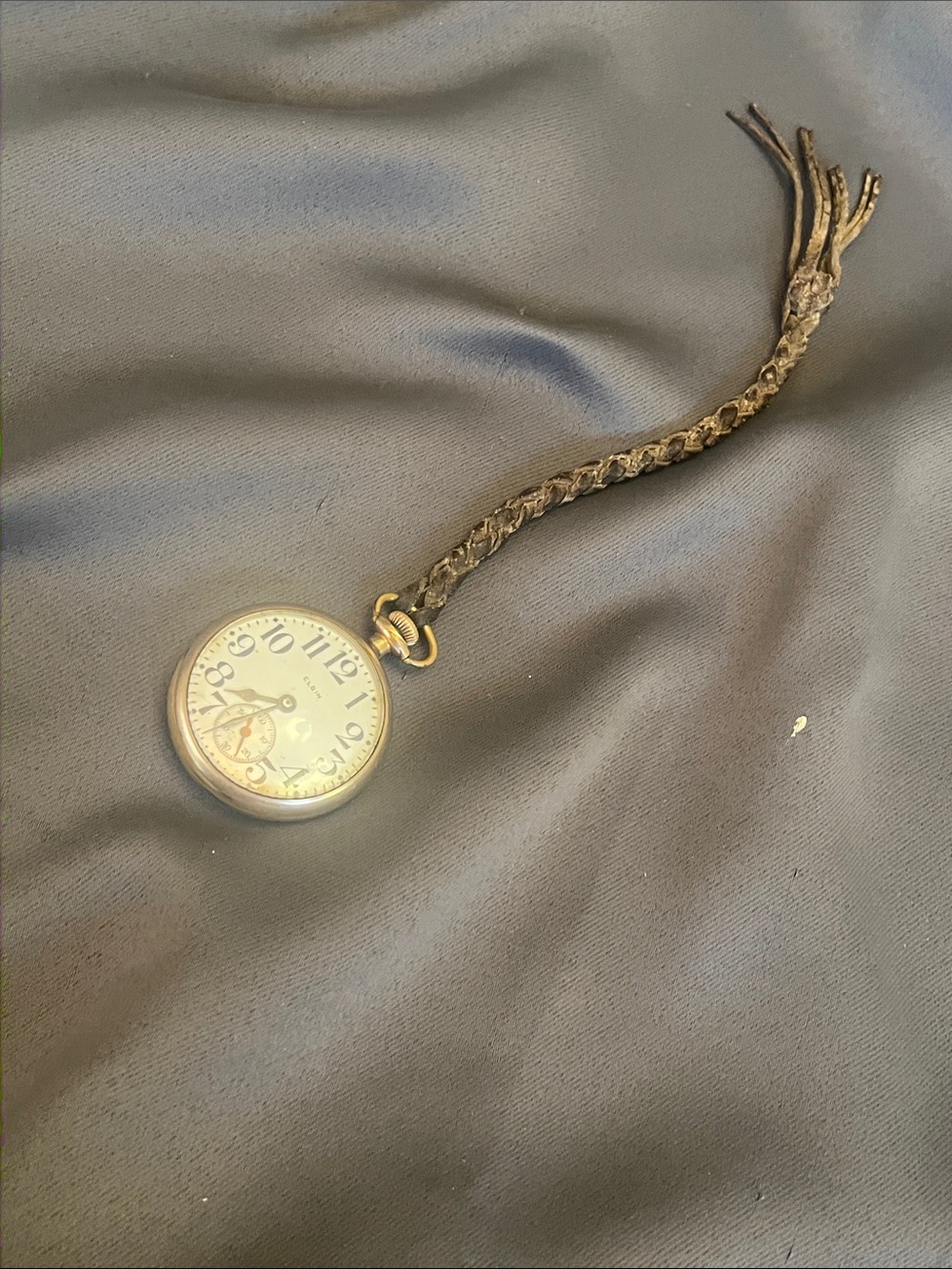 ELGIN brand Classic Gold-Tone Pocket Watch with Braided Fob